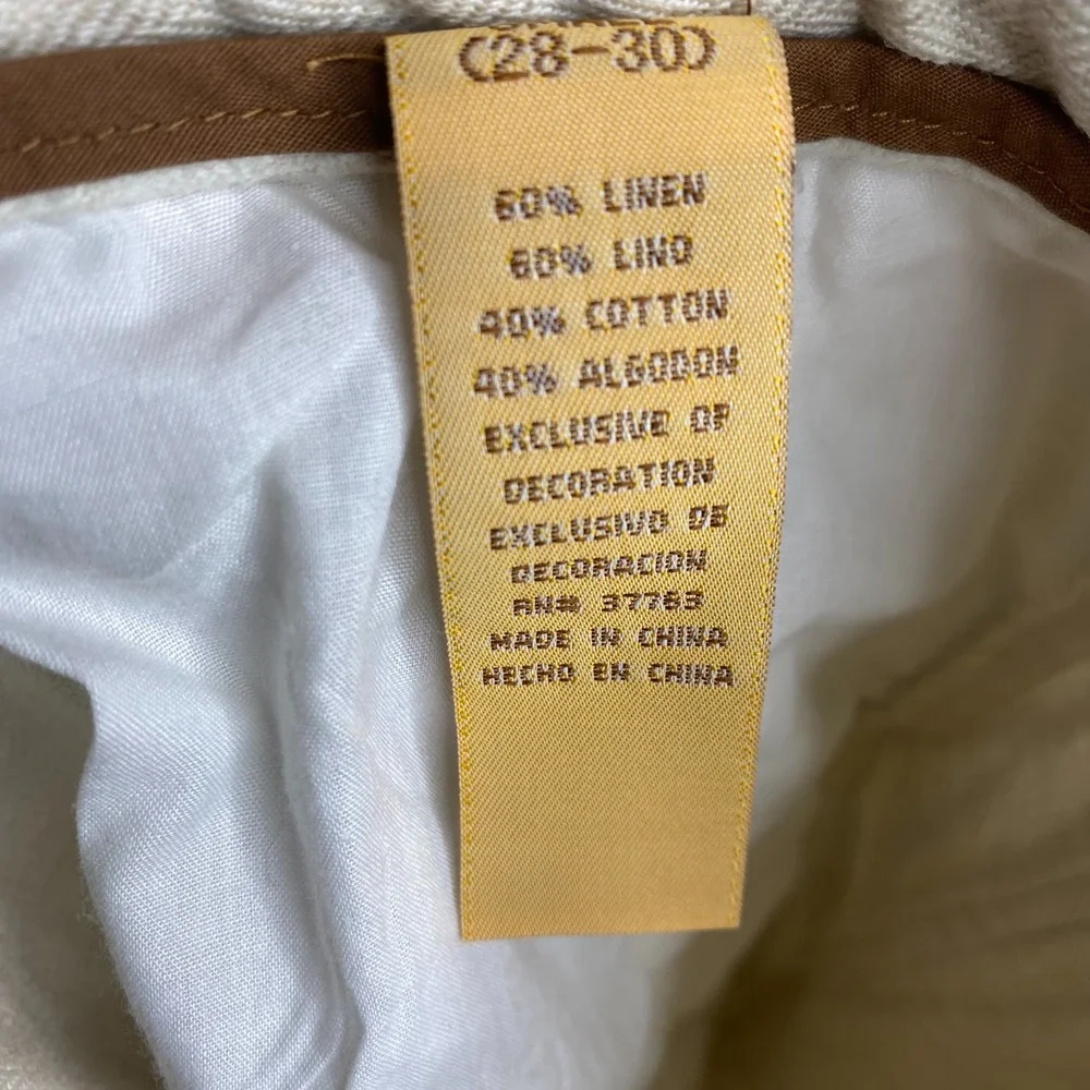 THE HAVANERA CO Linen Blend Pants Mens 32 Beige Drawstring Relaxed Fit‎ Casual